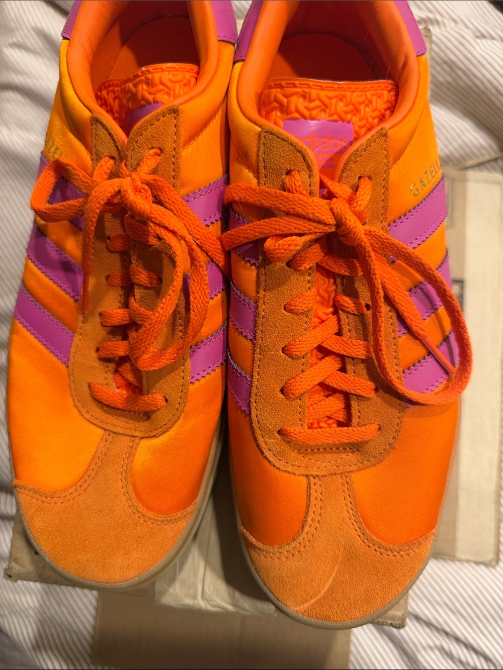 adidas Orange Sneakers with Pink Three Stripes